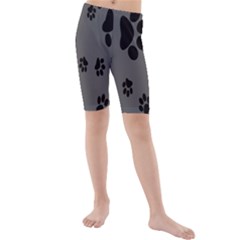 Dog Foodprint Paw Prints Seamless Background And Pattern Kids  Mid Length Swim Shorts by Ket1n9