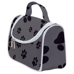 Dog Foodprint Paw Prints Seamless Background And Pattern Satchel Handbag by Ket1n9