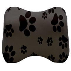 Dog Foodprint Paw Prints Seamless Background And Pattern Velour Head Support Cushion by Ket1n9