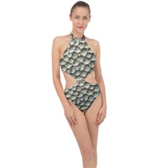 Ocean Pattern Halter Side Cut Swimsuit