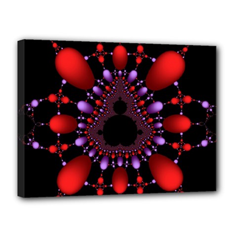 Fractal Red Violet Symmetric Spheres On Black Canvas 16  X 12  (stretched) by Ket1n9