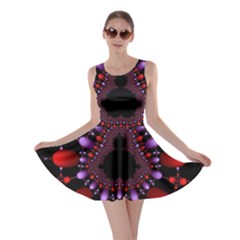 Fractal Red Violet Symmetric Spheres On Black Skater Dress by Ket1n9