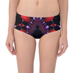 Fractal Red Violet Symmetric Spheres On Black Mid-waist Bikini Bottoms by Ket1n9