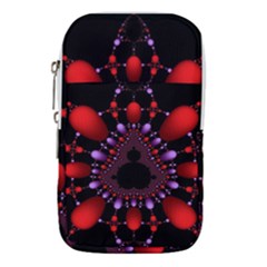 Fractal Red Violet Symmetric Spheres On Black Waist Pouch (large) by Ket1n9