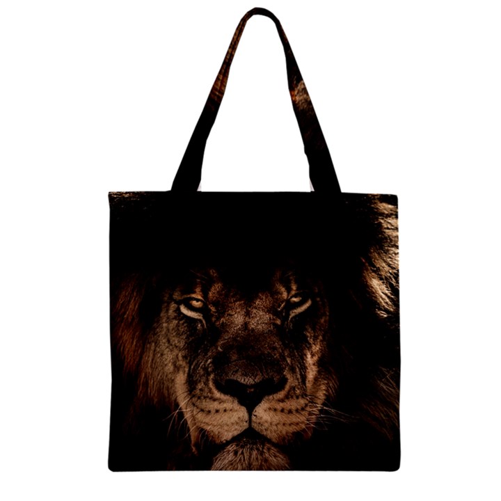 African Lion Mane Close Eyes Zipper Grocery Tote Bag