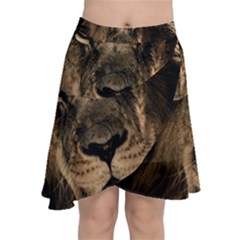 African Lion Mane Close Eyes Chiffon Wrap Front Skirt by Ket1n9