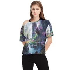 Fantastic World Fantasy Painting One Shoulder Cut Out T-shirt by Ket1n9
