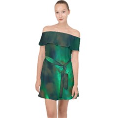 Northern-lights-plasma-sky Off Shoulder Chiffon Dress by Ket1n9