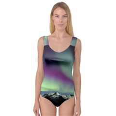 Aurora Stars Sky Mountains Snow Aurora Borealis Princess Tank Leotard  by Ket1n9