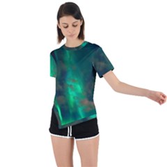 Northern-lights-plasma-sky Asymmetrical Short Sleeve Sports T-shirt by Ket1n9