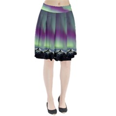 Aurora Stars Sky Mountains Snow Aurora Borealis Pleated Skirt by Ket1n9
