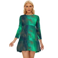 Northern-lights-plasma-sky Long Sleeve Babydoll Dress by Ket1n9