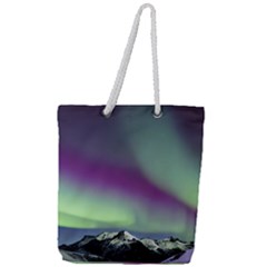 Aurora Stars Sky Mountains Snow Aurora Borealis Full Print Rope Handle Tote (large) by Ket1n9