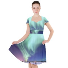 Aurora Borealis Alaska Space Cap Sleeve Midi Dress by Ket1n9