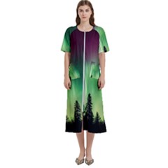 Aurora Borealis Northern Lights Women s Cotton Short Sleeve Night Gown