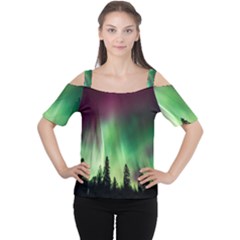 Aurora Borealis Northern Lights Cutout Shoulder T-Shirt