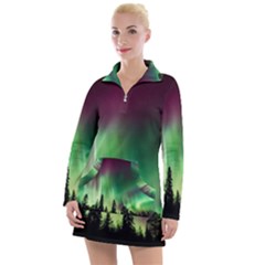 Aurora Borealis Northern Lights Women s Long Sleeve Casual Dress