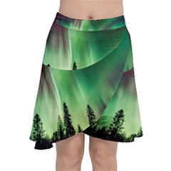 Aurora Borealis Northern Lights Chiffon Wrap Front Skirt