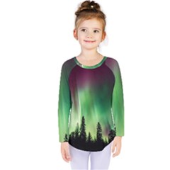 Aurora Borealis Northern Lights Kids  Long Sleeve T-Shirt