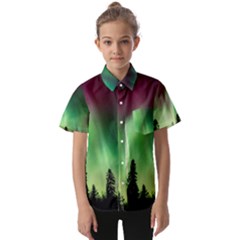 Aurora Borealis Northern Lights Kids  Short Sleeve Shirt