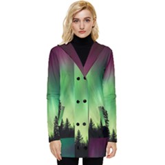 Aurora Borealis Northern Lights Button Up Hooded Coat 