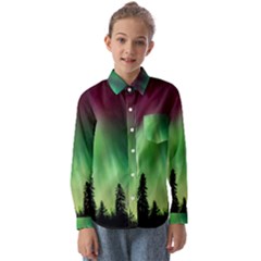 Aurora Borealis Northern Lights Kids  Long Sleeve Shirt