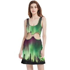 Aurora Borealis Northern Lights Velour Cutout Dress