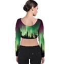 Aurora Borealis Northern Lights Velvet Long Sleeve Crop Top View2