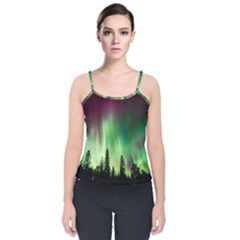 Aurora Borealis Northern Lights Velvet Spaghetti Strap Top