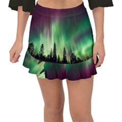 Aurora Borealis Northern Lights Fishtail Mini Chiffon Skirt