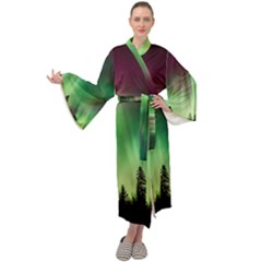 Aurora Borealis Northern Lights Maxi Velvet Kimono