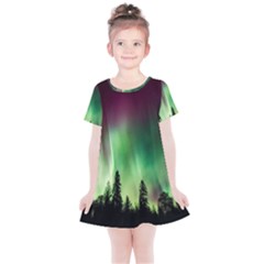Aurora Borealis Northern Lights Kids  Simple Cotton Dress