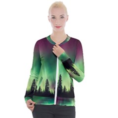 Aurora Borealis Northern Lights Casual Zip Up Jacket