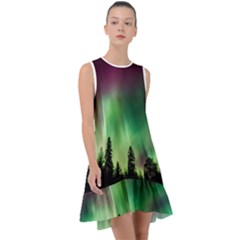 Aurora Borealis Northern Lights Frill Swing Dress