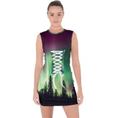 Aurora Borealis Northern Lights Lace Up Front Bodycon Dress