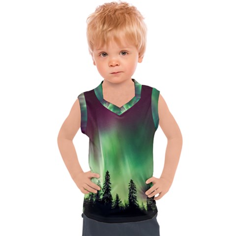 Aurora Borealis Northern Lights Kids  Sport Tank Top by Ket1n9