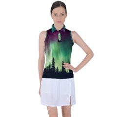 Aurora Borealis Northern Lights Women s Sleeveless Polo T-Shirt