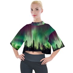 Aurora Borealis Northern Lights Mock Neck T-Shirt