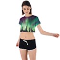 Aurora Borealis Northern Lights Tie Back Short Sleeve Crop T-Shirt View1