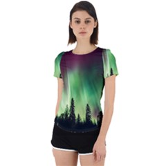 Aurora Borealis Northern Lights Back Cut Out Sport T-Shirt