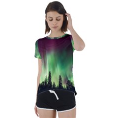 Aurora Borealis Northern Lights Short Sleeve Open Back T-shirt