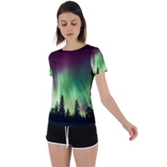 Aurora Borealis Northern Lights Back Circle Cutout Sports T-Shirt