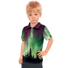 Aurora Borealis Northern Lights Kids  Polo T-Shirt