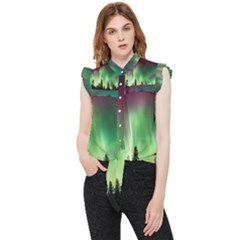 Aurora Borealis Northern Lights Frill Detail Shirt