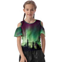 Aurora Borealis Northern Lights Kids  Butterfly Cutout T-shirt