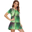 Aurora Borealis Northern Lights Tiered Short Sleeve Babydoll Dress View2