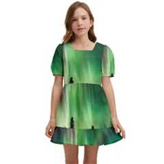 Aurora Borealis Northern Lights Kids  Short Sleeve Dolly Dress