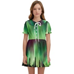 Aurora Borealis Northern Lights Kids  Sweet Collar Dress
