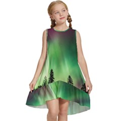 Aurora Borealis Northern Lights Kids  Frill Swing Dress