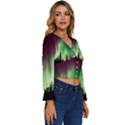 Aurora Borealis Northern Lights Long Sleeve V-Neck Top View3